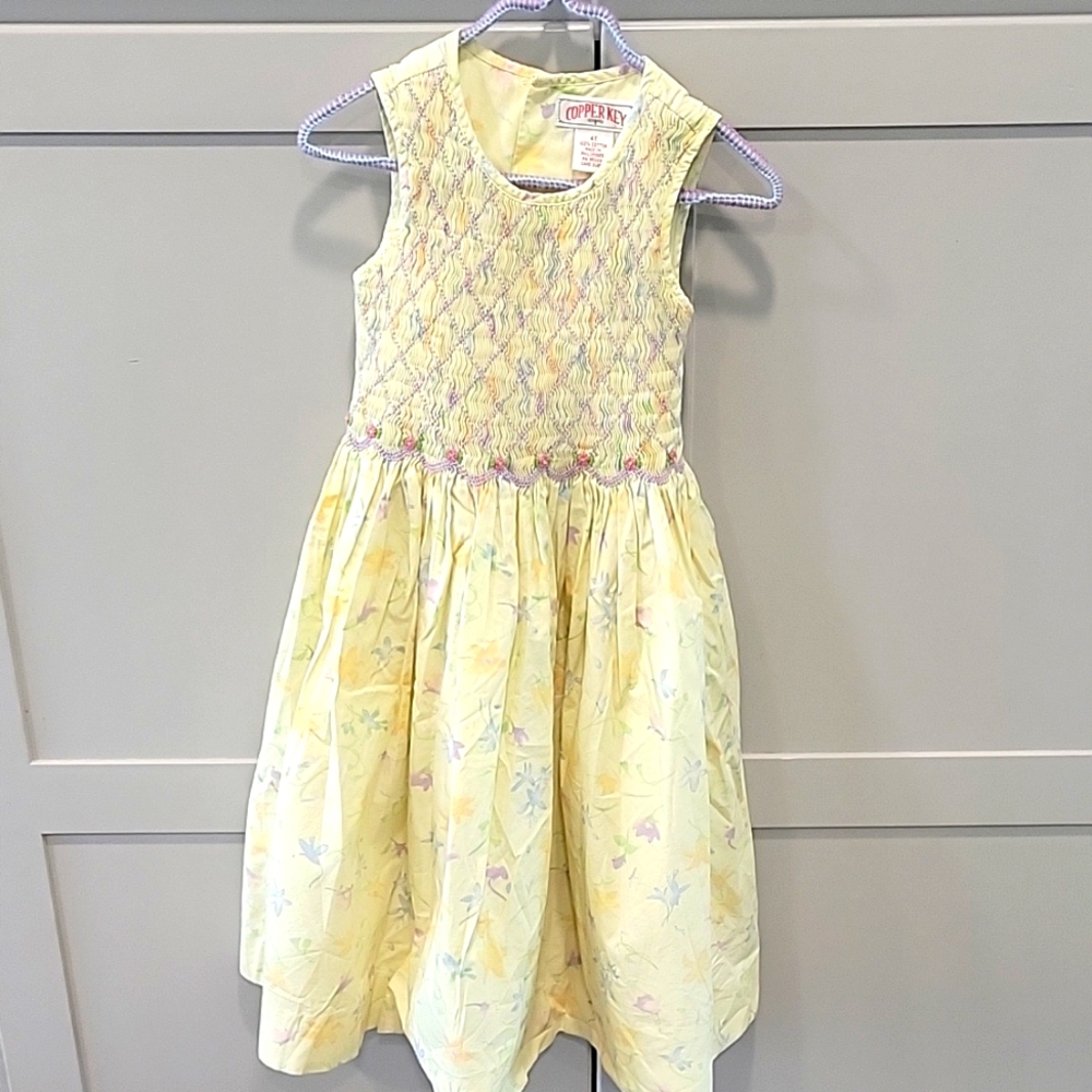 Yellow Floral Kids Dress, 4T